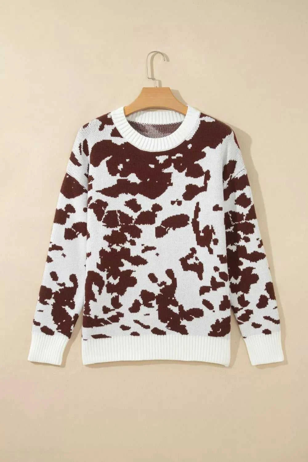 Western Print Cow Pattern Long Sleeve Round Neck Pullover Knitwear Sweater 101002873465913 49 Affordable Fashion Under $100 Jerry's Apparel 