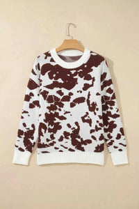 Western Print Cow Pattern Long Sleeve Round Neck Pullover Knitwear Sweater 101002873465913 49 Affordable Fashion Under $100 Jerry's Apparel 