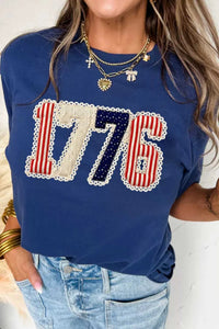 Patriotic 1776 Round Neck T-Shirt 100100542771053 32 Affordable Fashion Under $100 Jerry's Apparel 