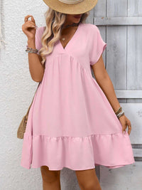 Casual V-Neck Ruffle Hem Mini Dress 100100053087860 30 Affordable Fashion Under $100 Jerry's Apparel 