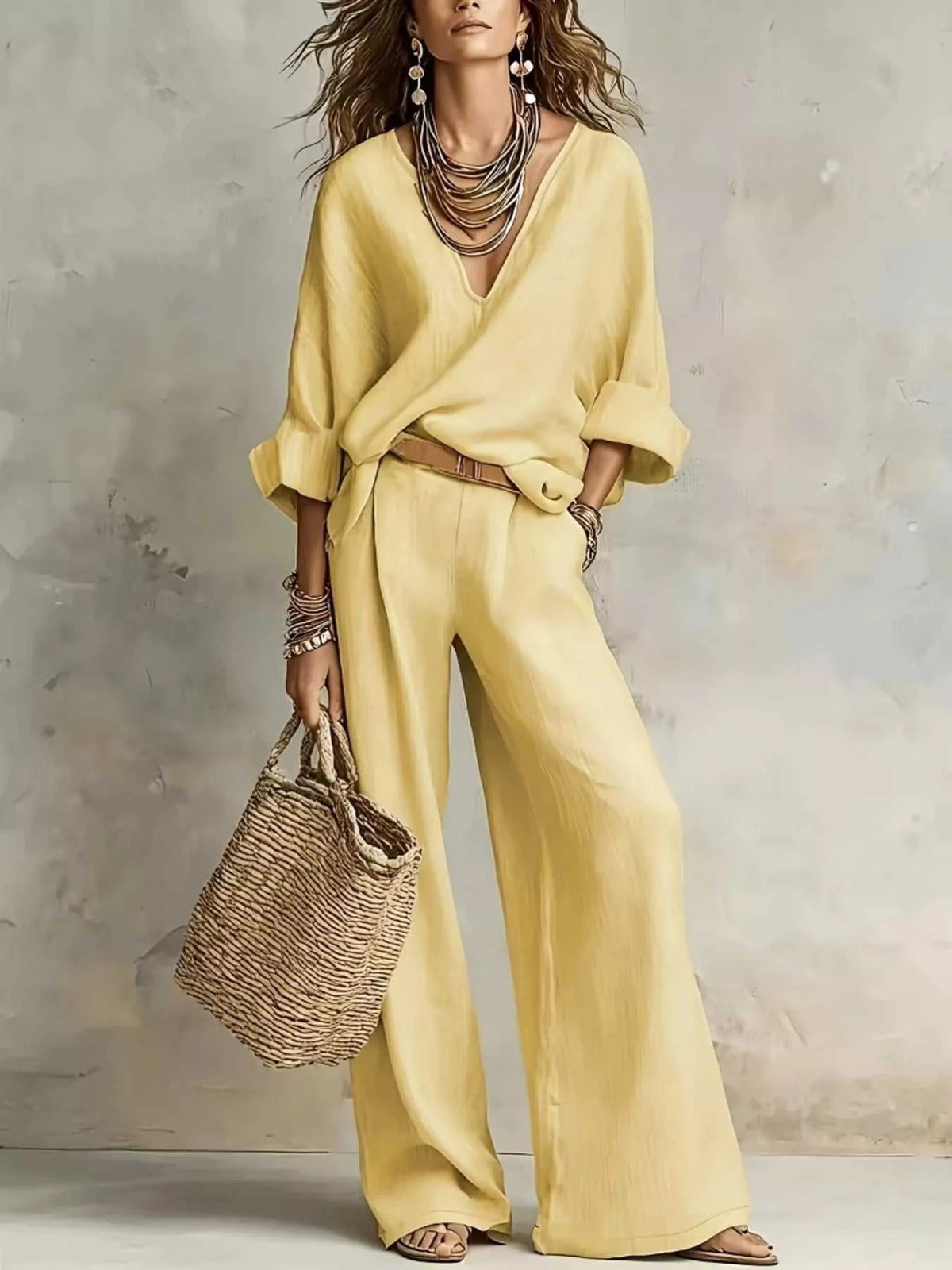 Full Size Loose Fit Top and Wide-Leg Pants Set Plus Size 101001741702129 50 Affordable Fashion Under $100 Jerry's Apparel 
