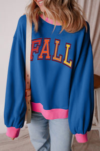 Letter Graphic Contrast Long Sleeve Sweatshirt