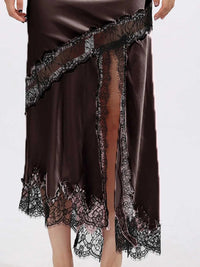 Lace Trim Asymmetrical Midi Skirt 100100647329706 101 Jerry's Apparel 