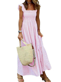 Ruffled Sleeveless Gingham Midi Dress 100100350034223 45 Affordable Fashion Under $100 Jerry's Apparel 