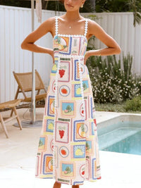 Printed Square Neck Maxi Cami Dress