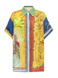 Printed Button Up Shirt and Pants Set