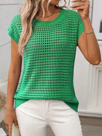 Openwork Round Neck Short Sleeve Knit Cover Up 100100244781953 22 Affordable Fashion Under $100 Jerry's Apparel 