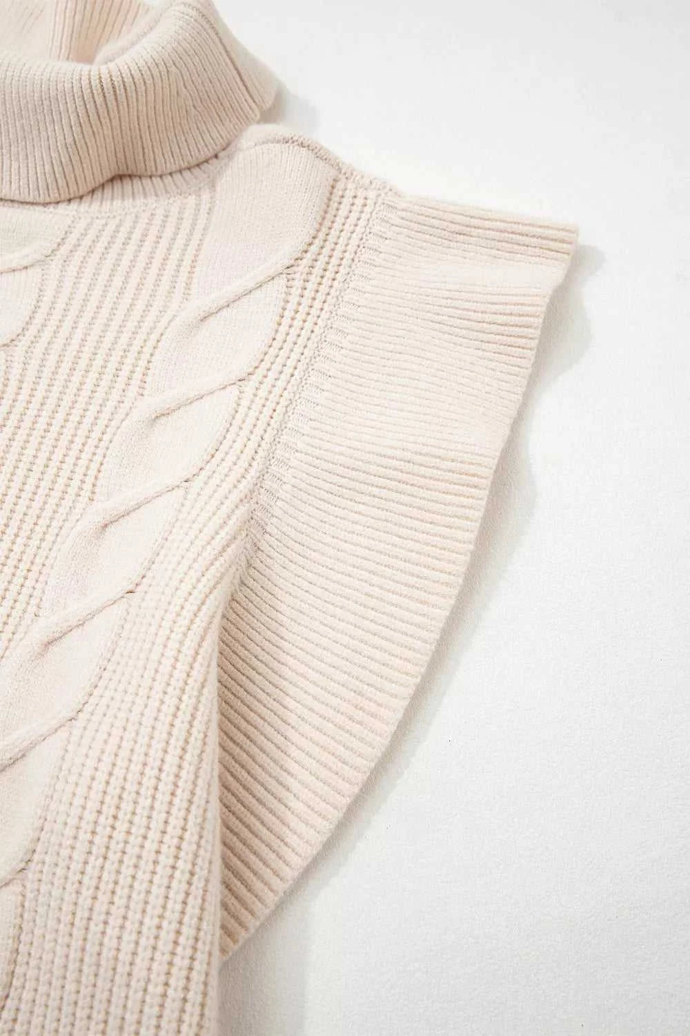 Cable Knit Turtleneck Ruffled Short Sleeve Sweater 101002004961931 44 Affordable Fashion Under $100 Jerry's Apparel 