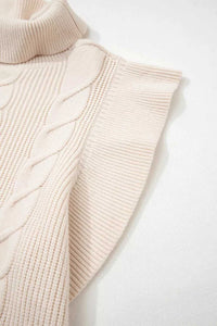 Cable Knit Turtleneck Ruffled Short Sleeve Sweater 101002004961931 44 Affordable Fashion Under $100 Jerry's Apparel 