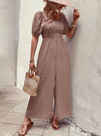 Printed Square Neck Puff Sleeve Jumpsuit 100100619721006 31 Affordable Fashion Under $100 Jerry's Apparel 