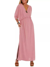 Full Size V-Neck Batwing Sleeve Maxi Dress with Side Slits Plus Size 100100963539918 27 Affordable Fashion Under $100 Jerry's Apparel 