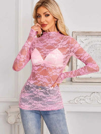 Mock Neck Long Sleeve Lace Sheer Top 100100861526419 16 Affordable Fashion Under $100 Jerry's Apparel 