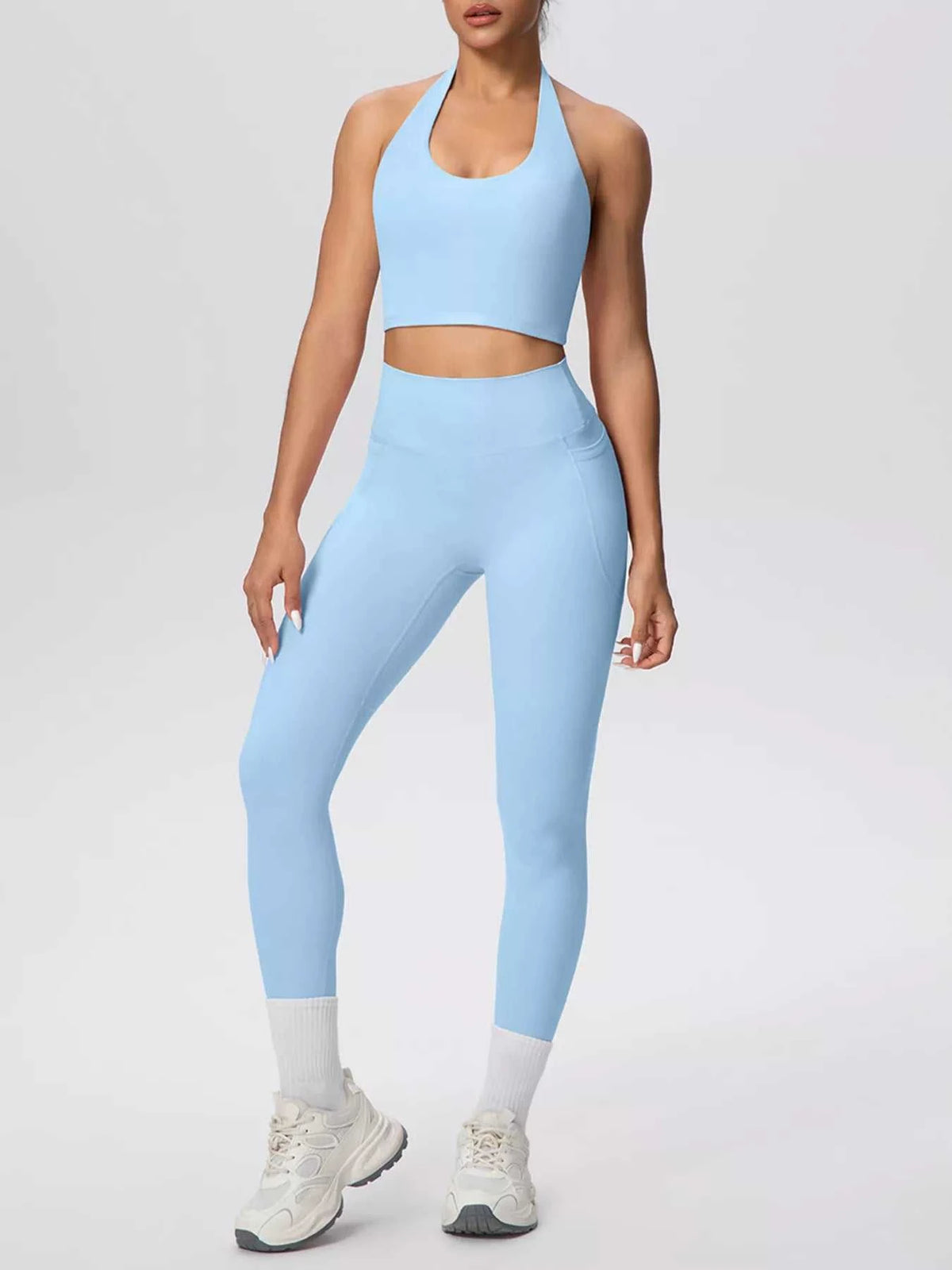 Halter Neck Crop Top and High-Waisted Leggings Active Set 101006684139191 85 Affordable Fashion Under $100 Jerry's Apparel 