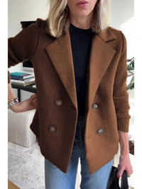 Full Size Knitted Sleeve Wool Blend Double-Breasted Blazer Plus Size 100100695520527 42 Affordable Fashion Under $100 Jerry's Apparel 