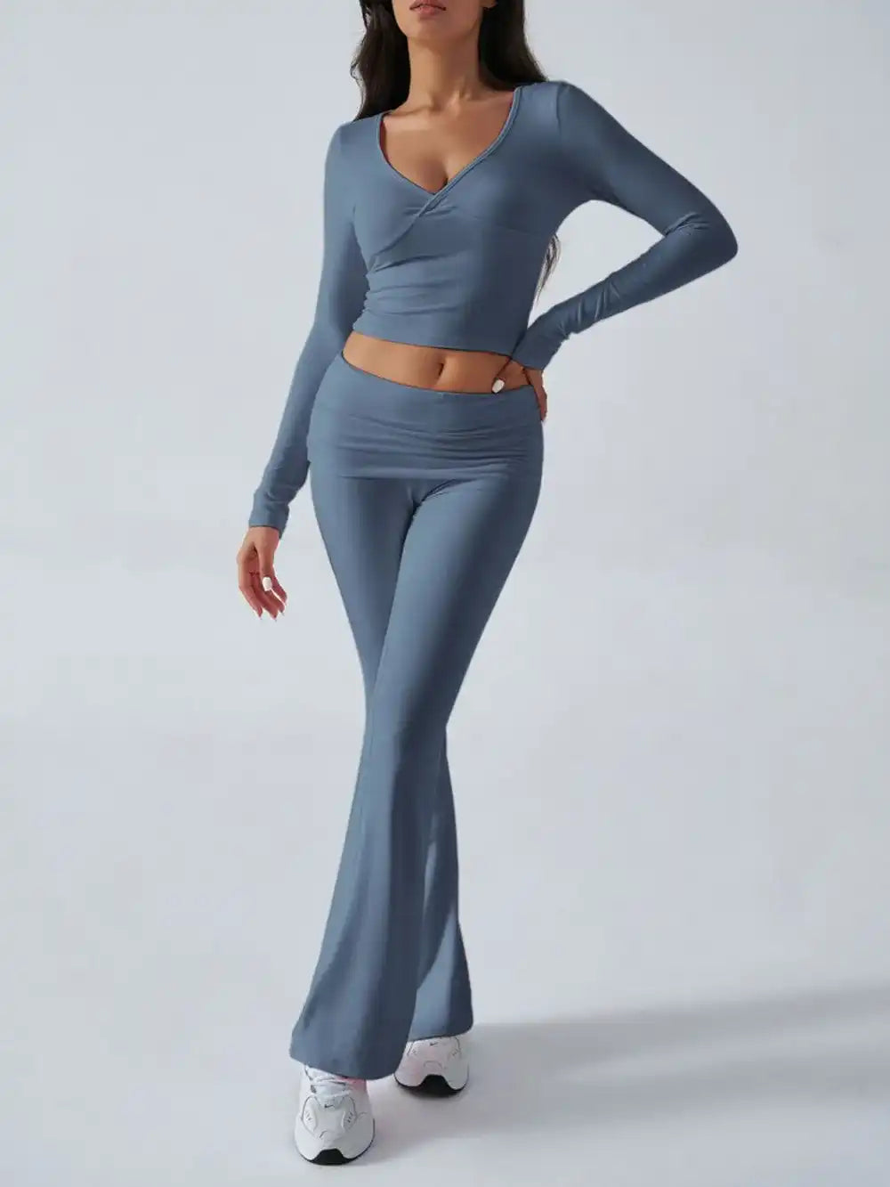 Devine Ruched Long Sleeve Top and Pants Set 100100100351065 35 Affordable Fashion Under $100 Jerry's Apparel 