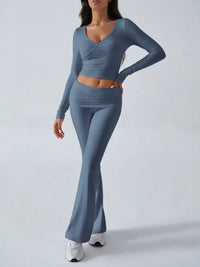 Devine Ruched Long Sleeve Top and Pants Set 100100100351065 35 Affordable Fashion Under $100 Jerry's Apparel 