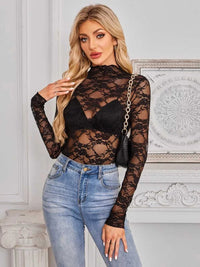Mock Neck Long Sleeve Lace Sheer Top 100100861526419 16 Affordable Fashion Under $100 Jerry's Apparel 