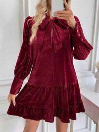 Velvet Tie Front Tiered Mini Dress 100100994495878 52 Affordable Fashion Under $100 Jerry's Apparel 