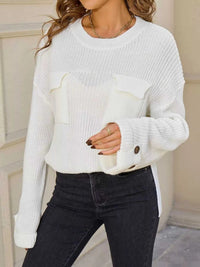 Pocket Detail Round Neck Sweater 100100321906852 48 Affordable Fashion Under $100 Jerry's Apparel 