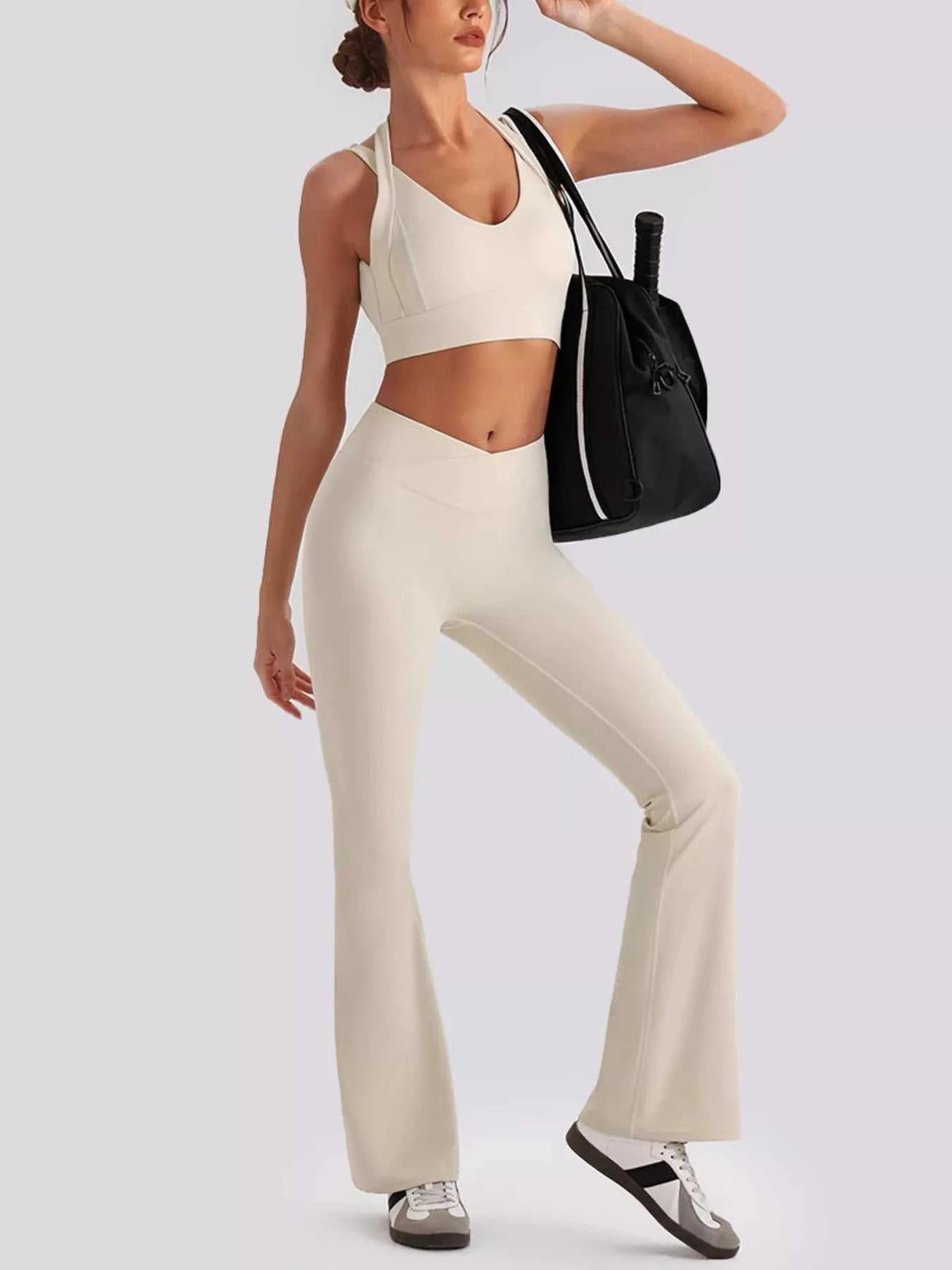 Seamless Criss-Cross V-Neck Tank and Leggings Active Set 101006885753799 113 Jerry's Apparel 