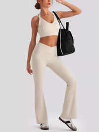 Seamless Criss-Cross V-Neck Tank and Leggings Active Set 101006885753799 113 Jerry's Apparel 