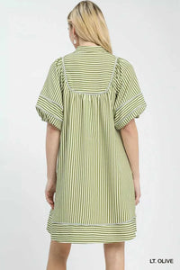 Umgee Striped Puff Sleeve Shift Dress 100100644211313 53 Gifts for Her Jerry's Apparel 