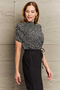 Perfee Printed Round Neck Puff Sleeve Blouse 100101221667412 29 Affordable Fashion Under $100 Jerry's Apparel 
