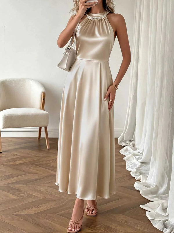 Pearl Halter Satin Midi Dress 100100775646094 37 Affordable Fashion Under $100 Jerry's Apparel 