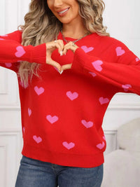 Valentine's Day Heart Pattern Dropped Shoulder Sweater 100100193932322 48 Affordable Fashion Under $100 Jerry's Apparel 
