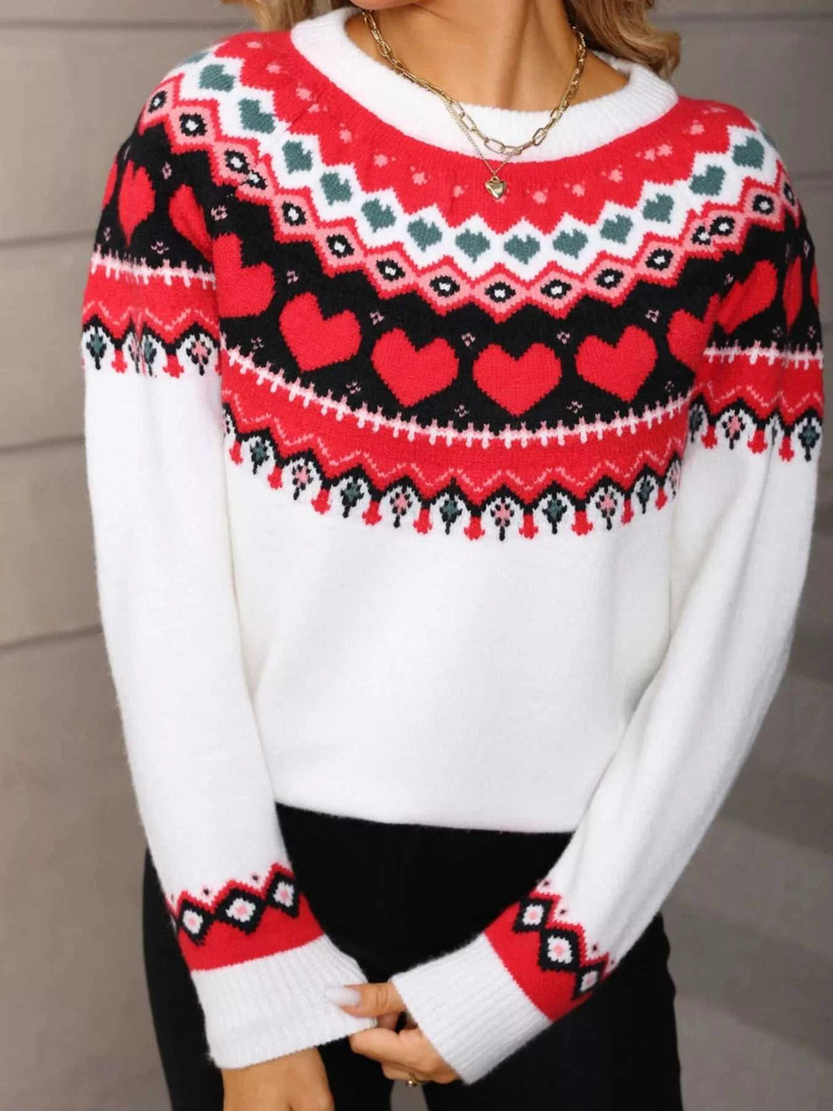 Valentine's Day Heart Pattern Knitted Sweater 100100255476556 52 Affordable Fashion Under $100 Jerry's Apparel 