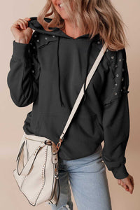 Drawstring Studded Long Sleeve Hoodie 100100364052504 59 Affordable Fashion Under $100 Jerry's Apparel 