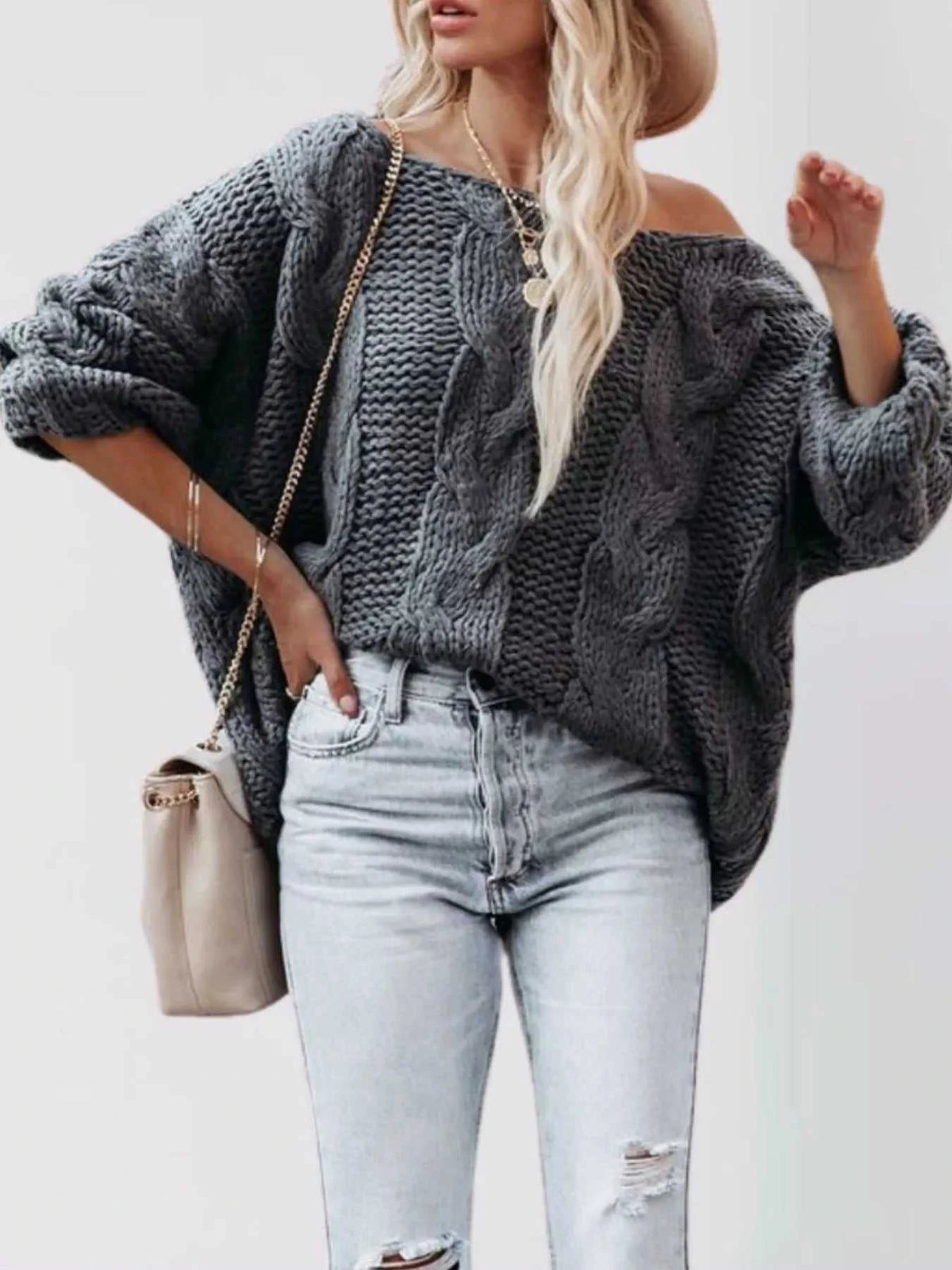 Chunky Cable Knit Long Sleeve Sweater 100100564229501 50 Affordable Fashion Under $100 Jerry's Apparel 