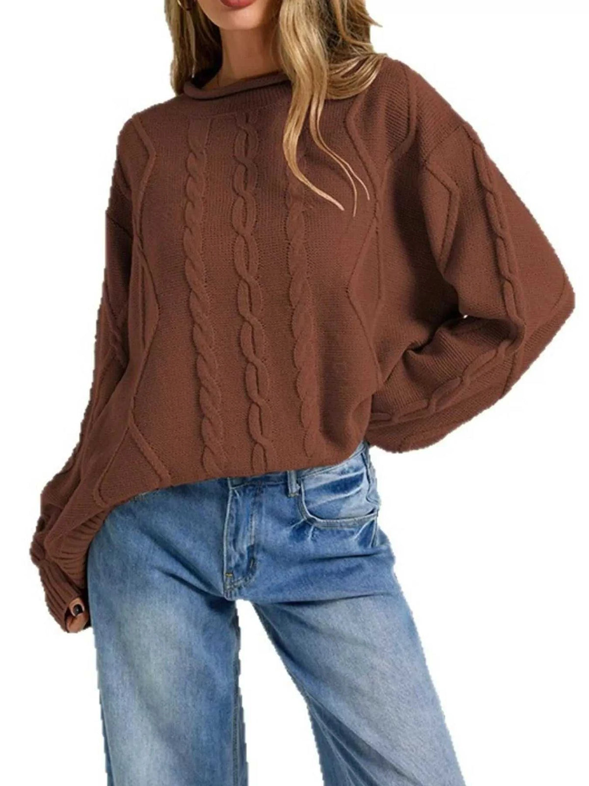 Cable Knit Ribbed Hem Sweater 100100212875190 49 Affordable Fashion Under $100 Jerry's Apparel 