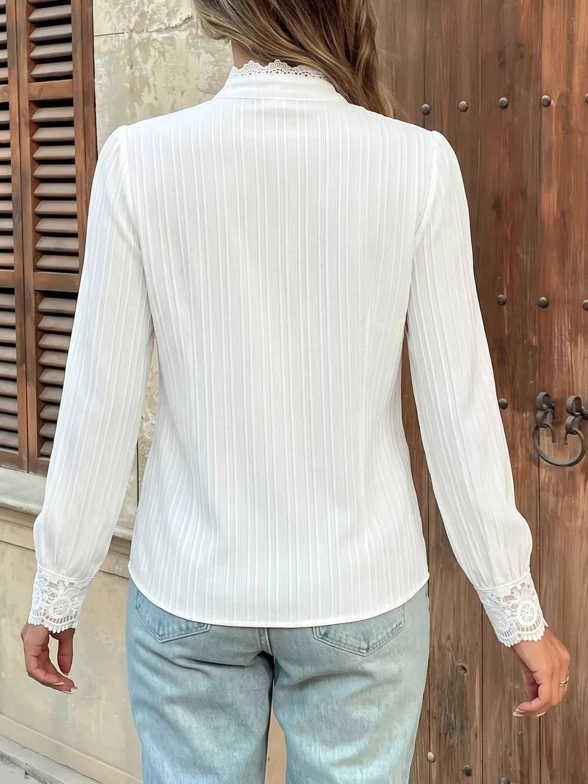 Lace Detail Long Sleeve Shirt 101001935889409 42 Affordable Fashion Under $100 Jerry's Apparel 