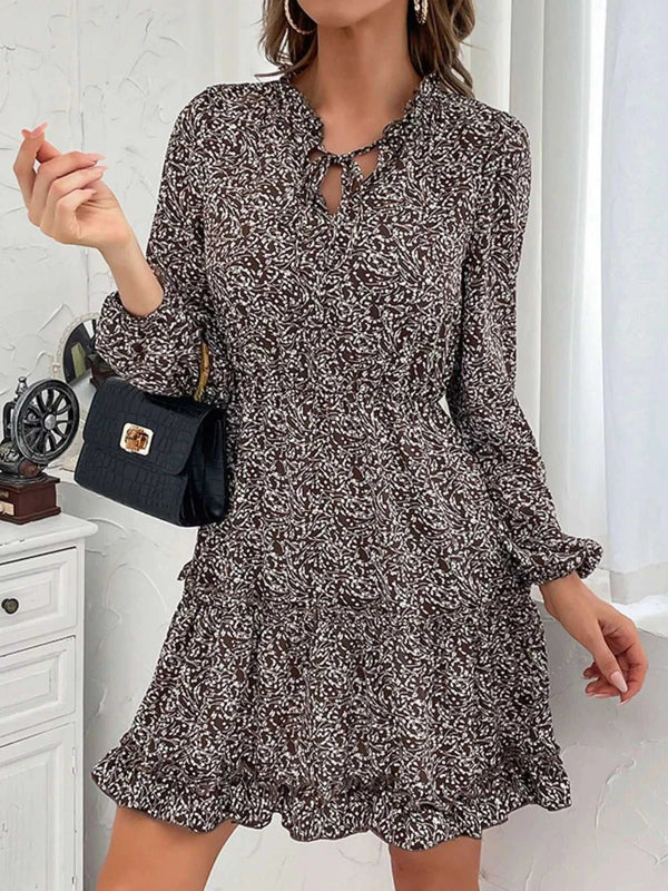 Ruffle Hem Tie Neck Mini Dress 100100547411895 44 Affordable Fashion Under $100 Jerry's Apparel 