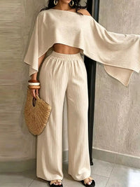 Boat Neck Crop Top and Wide-Leg Pants Set 101001634822589 57 Affordable Fashion Under $100 Jerry's Apparel 