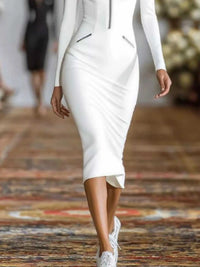 Full Size Zip-Front Bodycon Midi Dress Plus Size 101001488194911 56 Affordable Fashion Under $100 Jerry's Apparel 
