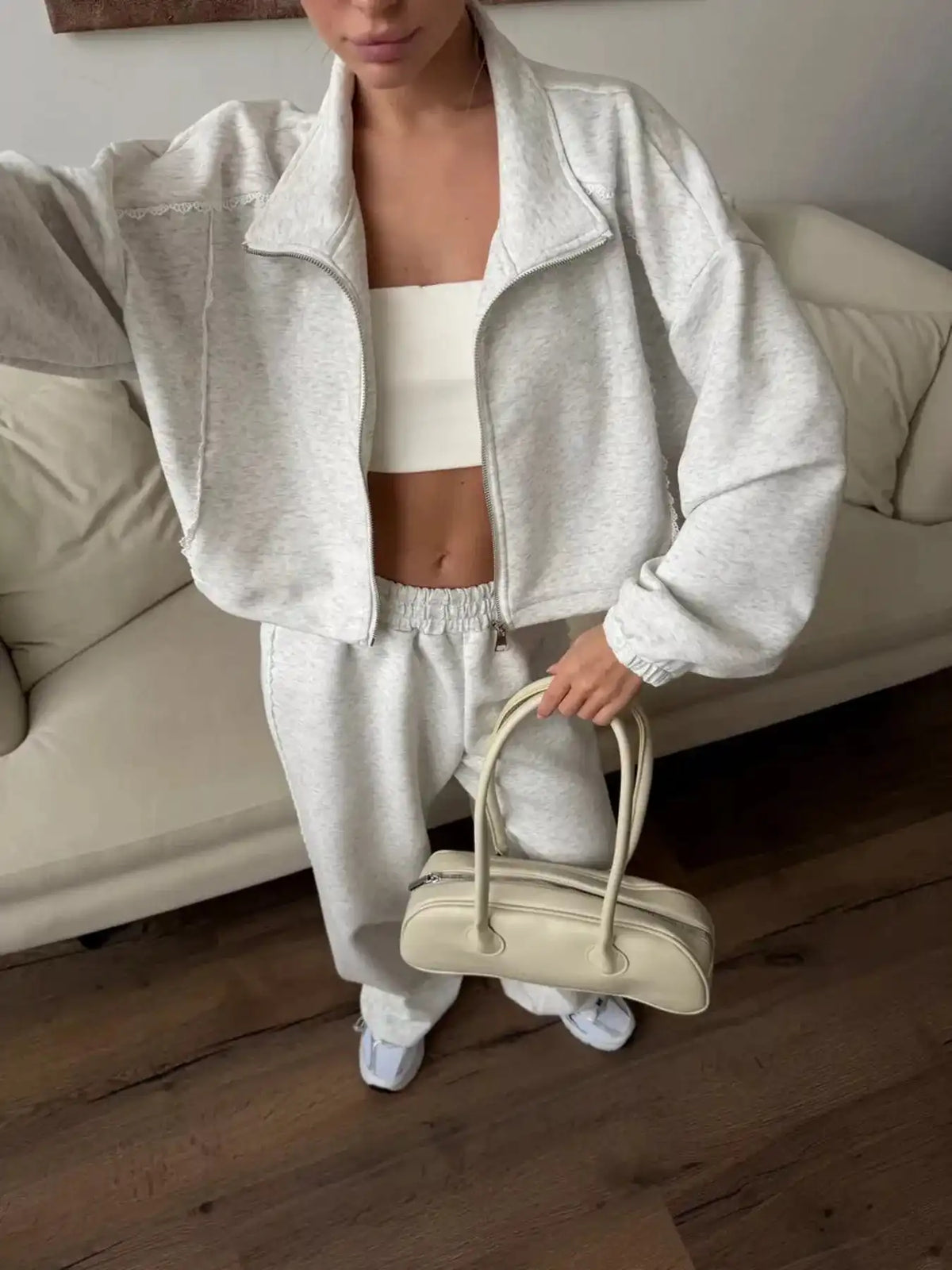 Zip-Up Jacket and Wide-Leg Pants Set 100100070627217 107 Comfortable Weekend Sets Jerry's Apparel 