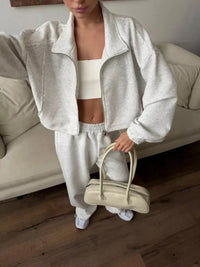 Zip-Up Jacket and Wide-Leg Pants Set 100100070627217 107 Comfortable Weekend Sets Jerry's Apparel 
