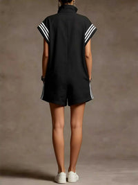 Striped Zip Front Romper 100100341112740 41 Women's Romper Affordable Fashion Under $100 Jerry's Apparel 