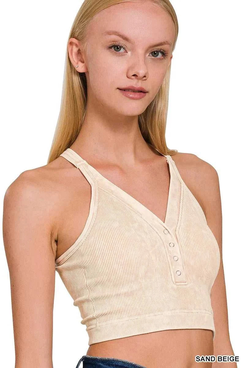 Zenana Washed Ribbed Seamless Button V-neck Tank Top 100100750011664 26 Affordable Fashion Under $100 Jerry's Apparel 
