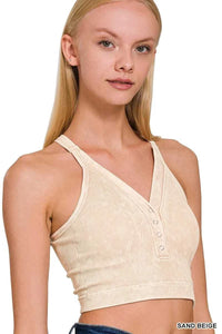 Zenana Washed Ribbed Seamless Button V-neck Tank Top 100100750011664 26 Affordable Fashion Under $100 Jerry's Apparel 