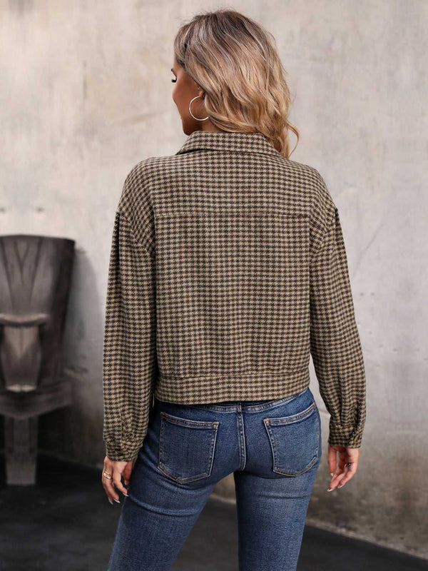 Perfee Houndstooth Collared Neck Button Up Jacket 100100172470389 52 Affordable Fashion Under $100 Jerry's Apparel 