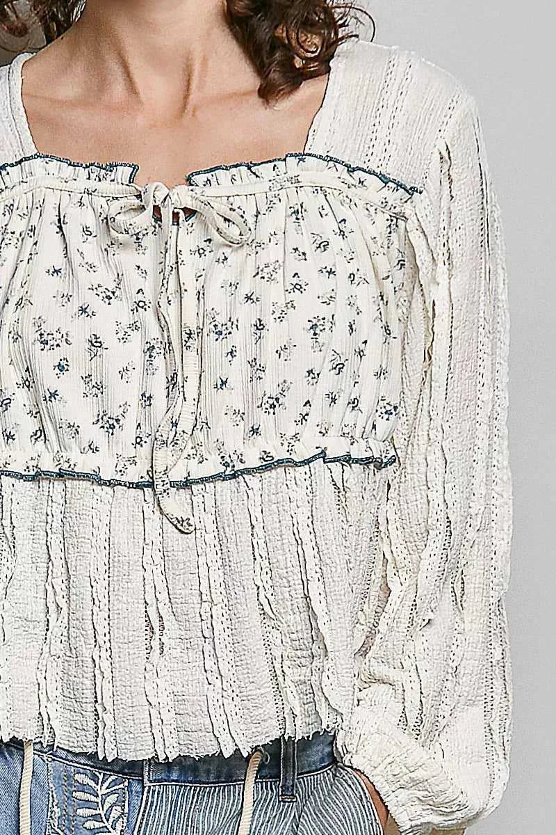 POL Square Neck Lace Long Balloon Sleeve Top 100100907751802 66 Affordable Fashion Under $100 Jerry's Apparel 