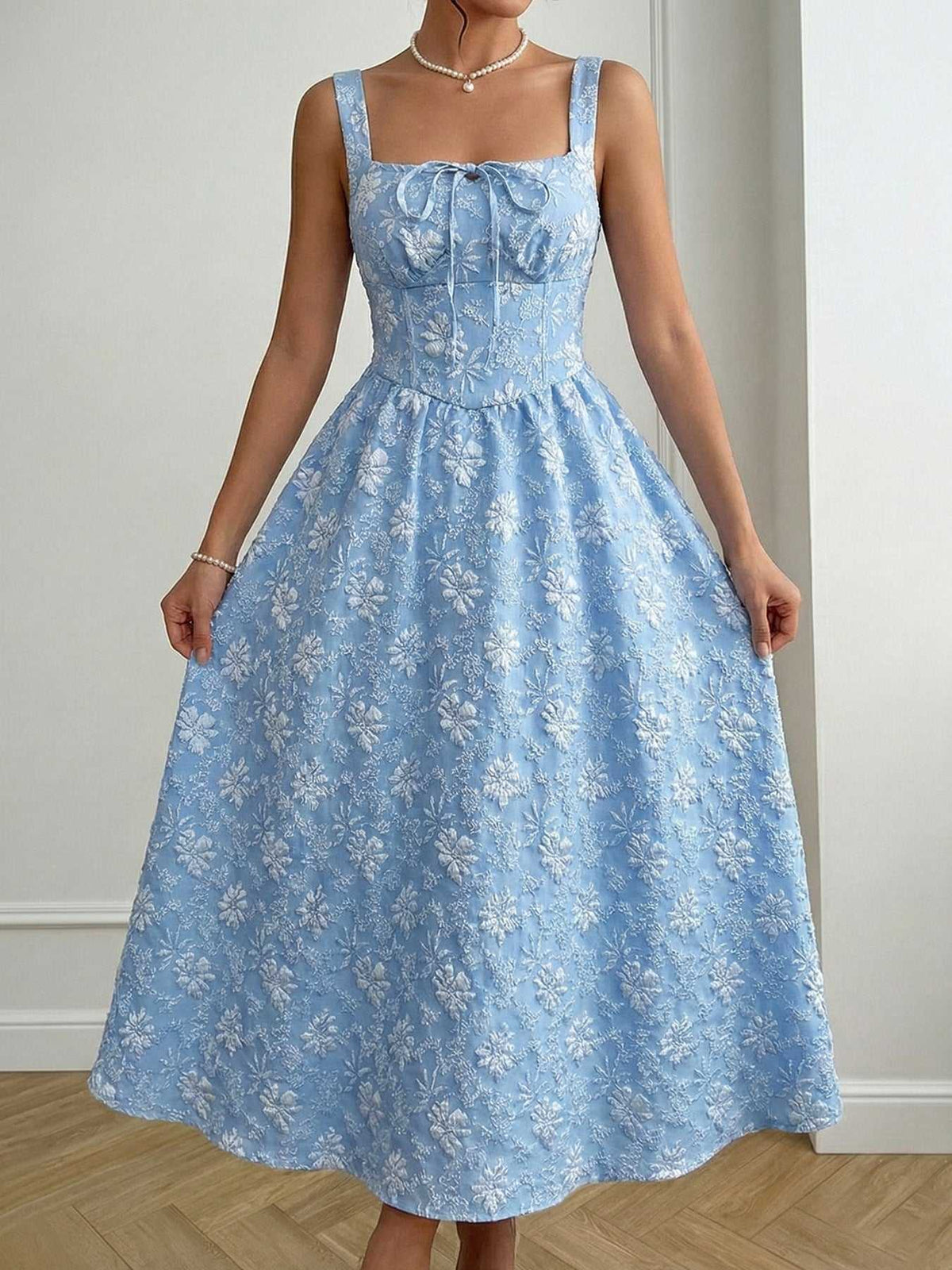 Floral Tie-Front A-Line Midi Dress 100100033507143 47 Affordable Fashion Under $100 Jerry's Apparel 
