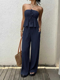Textured Tube Top & Wide Leg Pants Set 100100753073770 41 Affordable Fashion Under $100 Jerry's Apparel 