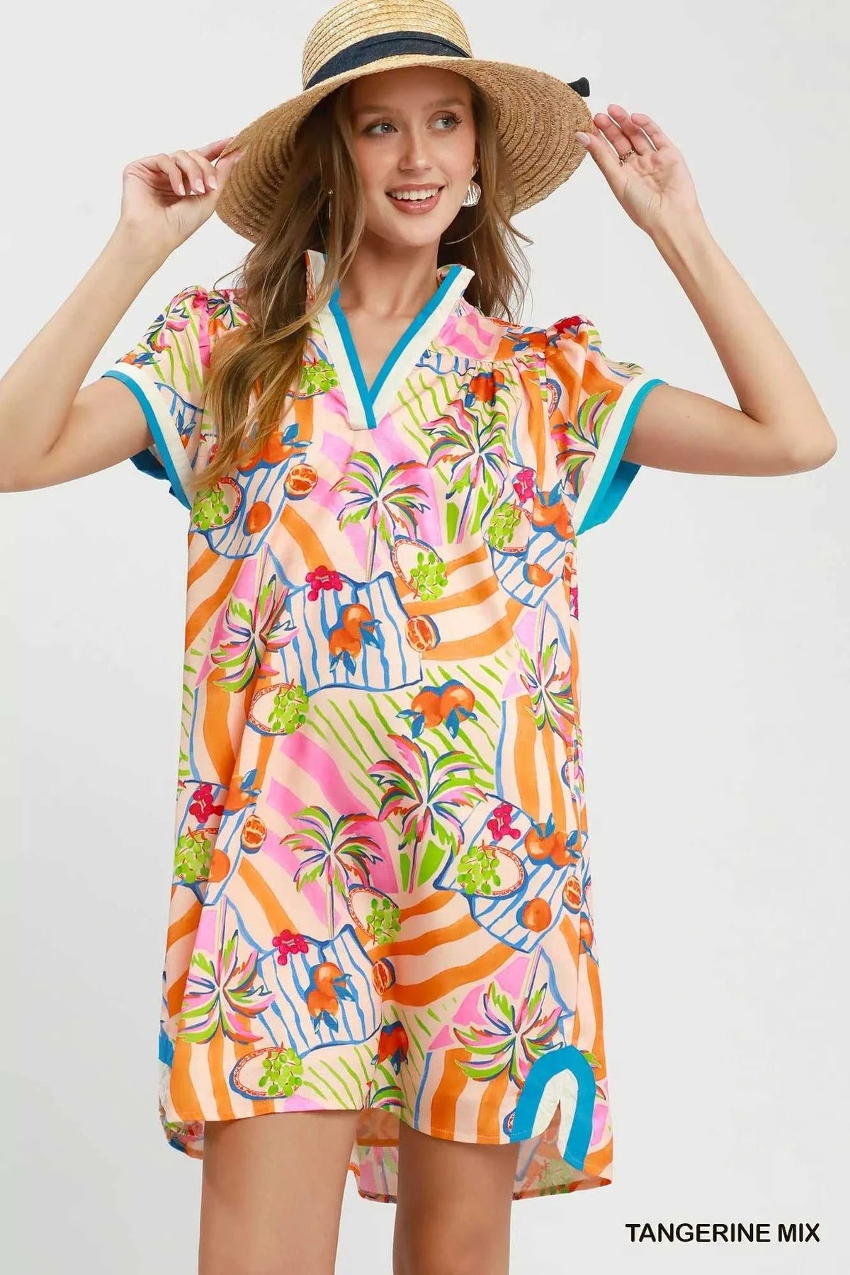 Umgee Tropical Print Collared Shift Dress 100100754721828 57 Affordable Fashion Under $100 Jerry's Apparel 