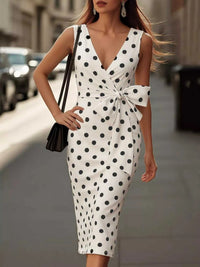 Polka Dot Wrap Midi Dress with Front Tie 100100245281707 34 Gifts for Her Jerry's Apparel 
