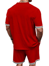 Men's Full Size Striped Short Sleeve Tee and Shorts Set Plus Size 100400468478831 33 Affordable Fashion Under $100 Jerry's Apparel 