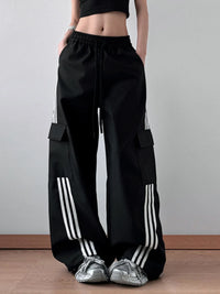 Striped Wide Leg Cargo Pants